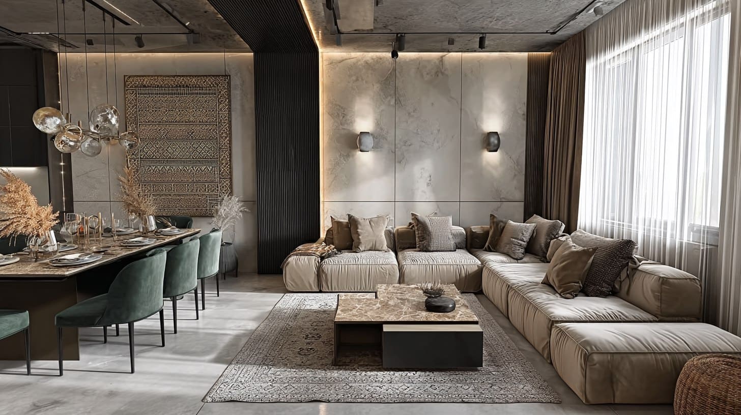 Сбалансированный дизайн кухни‑гостиной, продуманный под ваши привычки и потребности Сбалансированный дизайн кухни‑гостиной, продуманный под ваши привычки и потребности