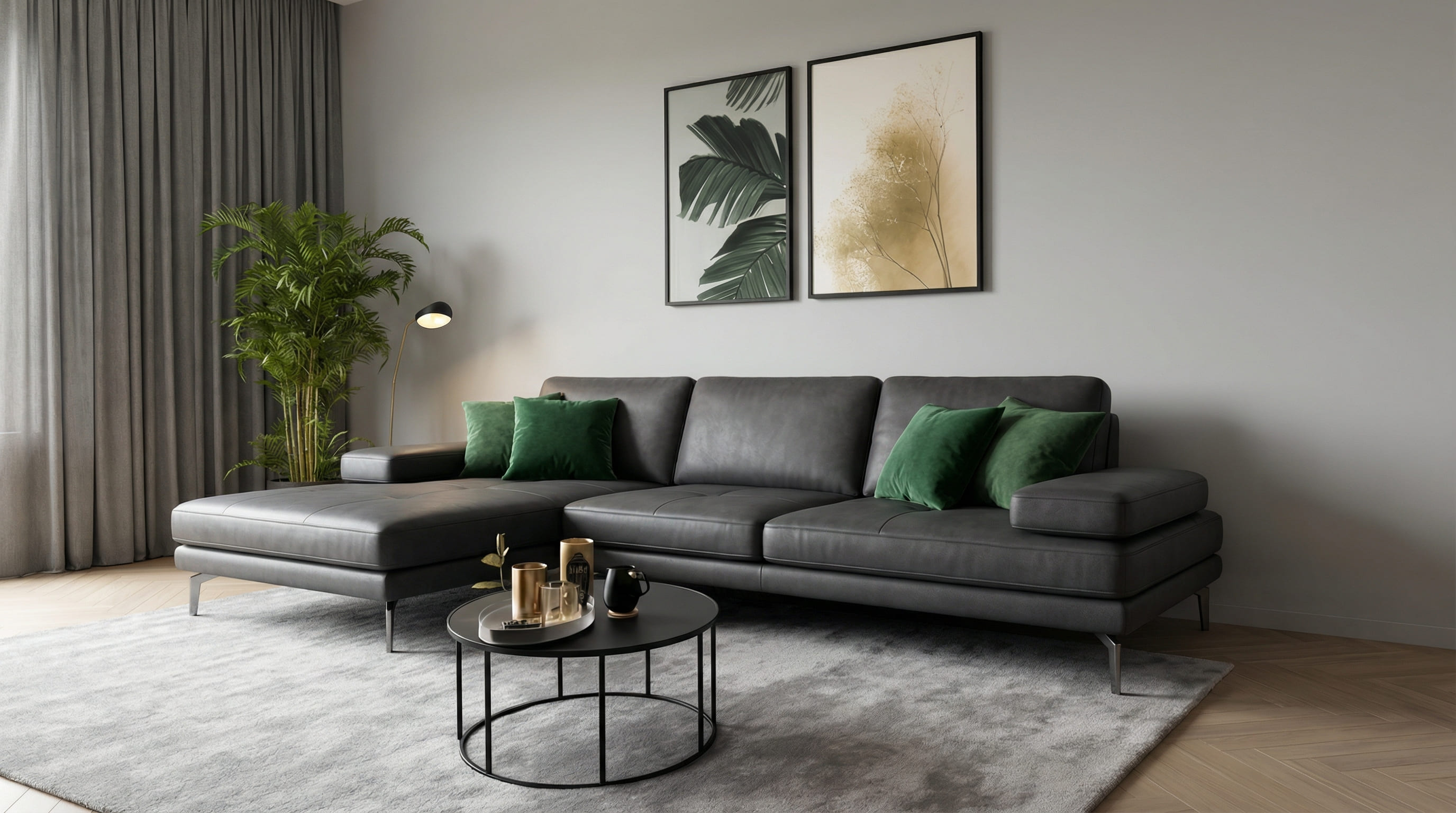 Дизайнерский угловой диван Armoni в серой экокоже Дизайнерский угловой диван Armoni в серой экокоже