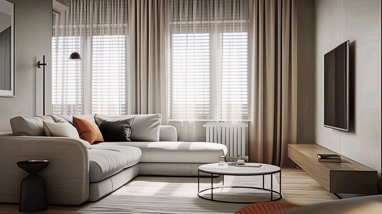 Дизайнерский диван в небольшой гостиной