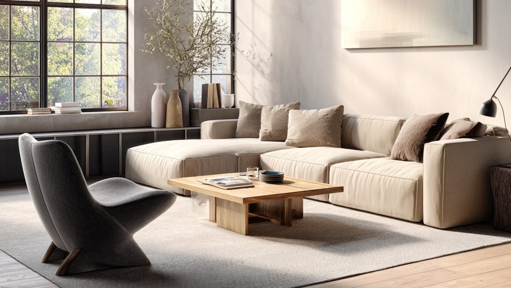 Мягкий угловой диван+одно скульптурное кресло mid-century 