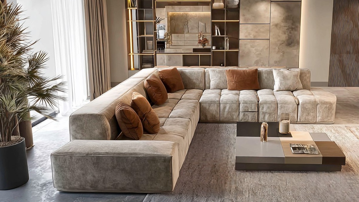 Эстетичный диван в интерьере гостиной