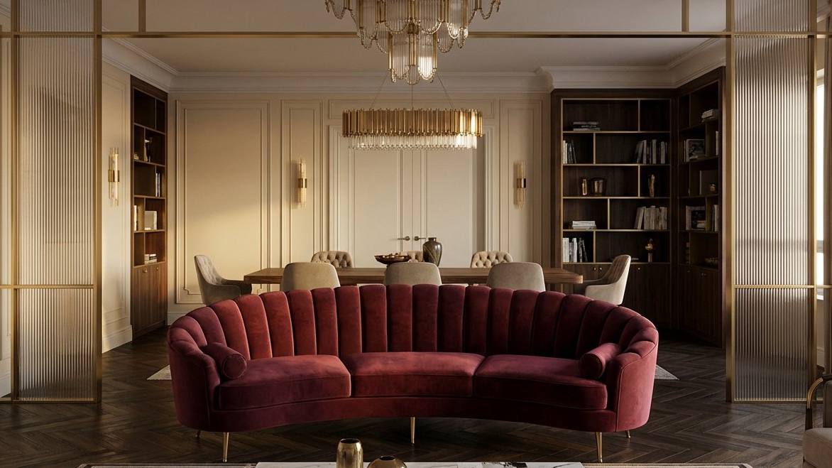 Диван&nbsp;винного&nbsp;оттенка&nbsp;— центральный акцент&nbsp;интерьера