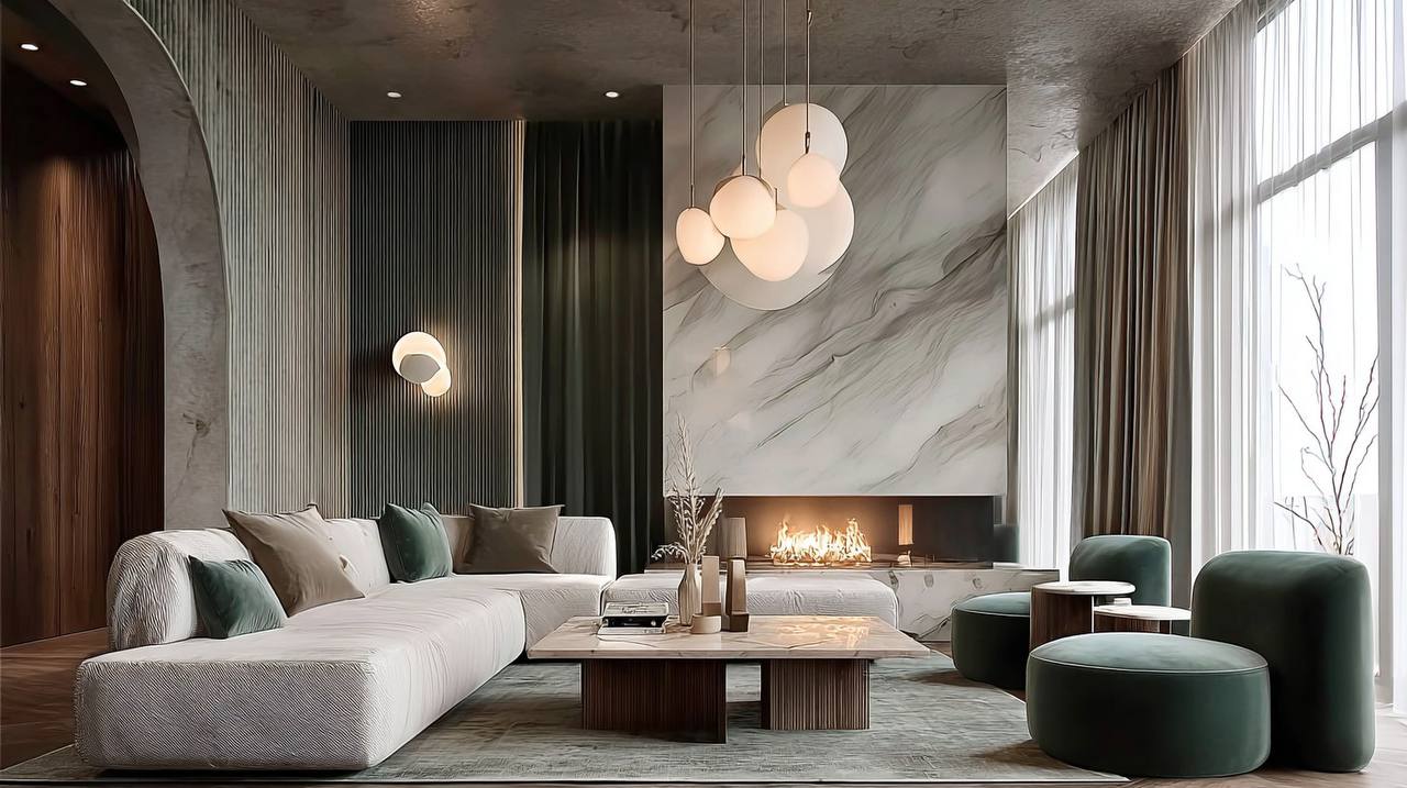 Современная дизайнерская гостиная