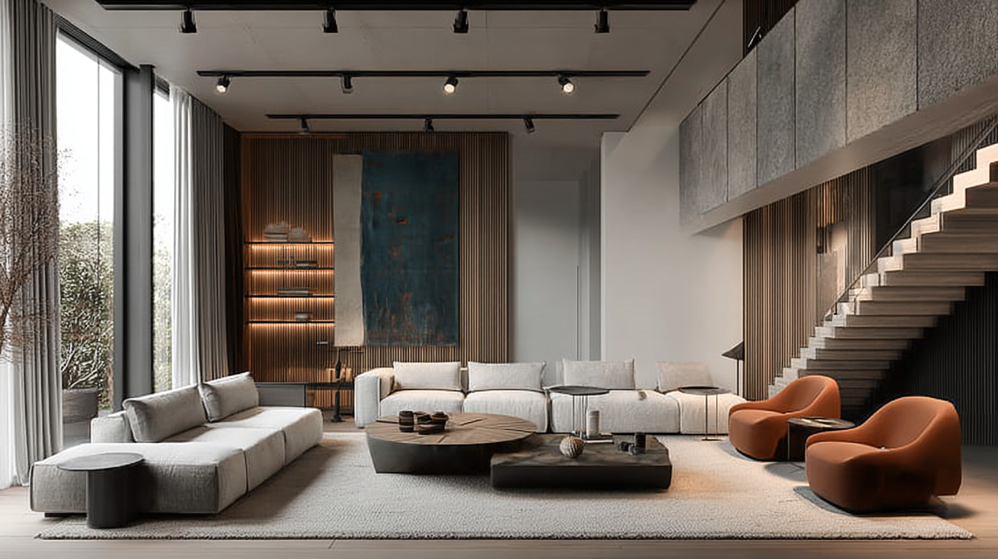 Дизайнерская мягкая группа в гостиной Дизайнерская мягкая группа в гостиной