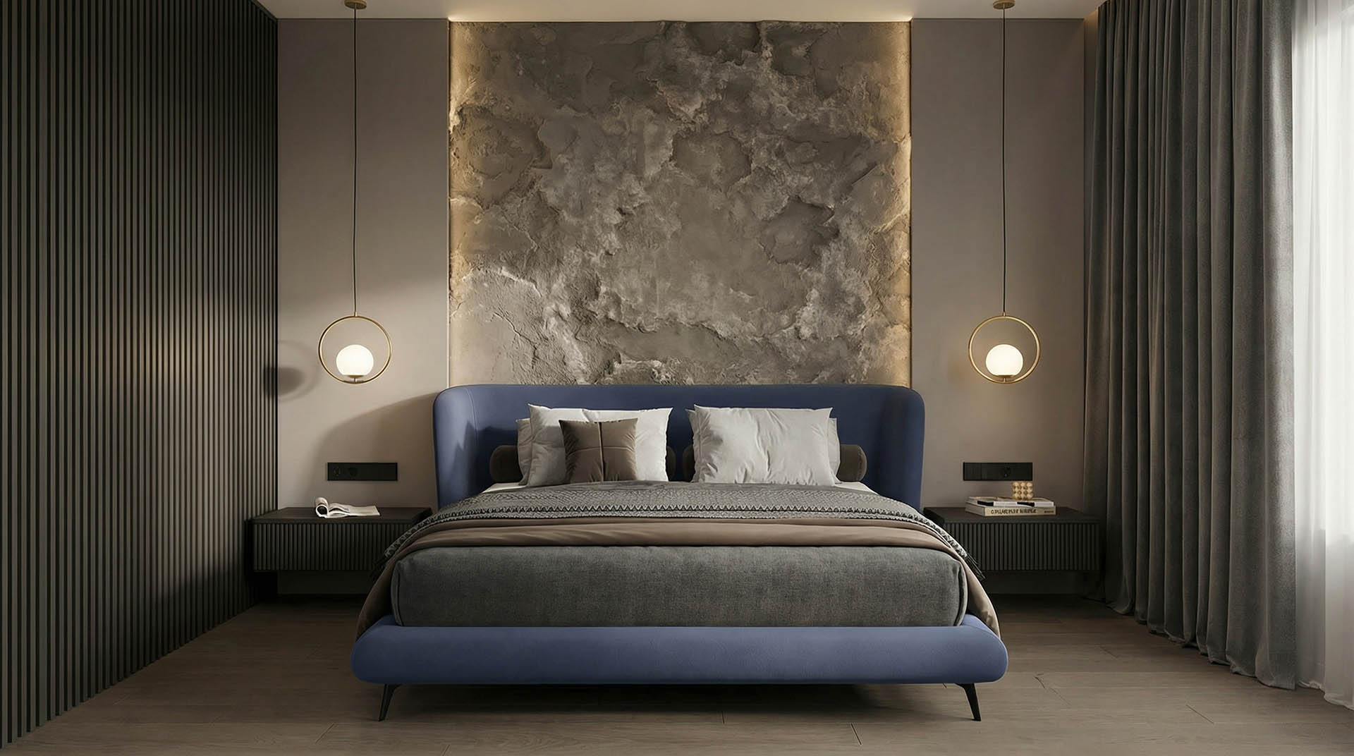 Дизайнерская кровать Sognare на металлических ножках с закругленным изголовьем Дизайнерская кровать Sognare на металлических ножках с закругленным изголовьем