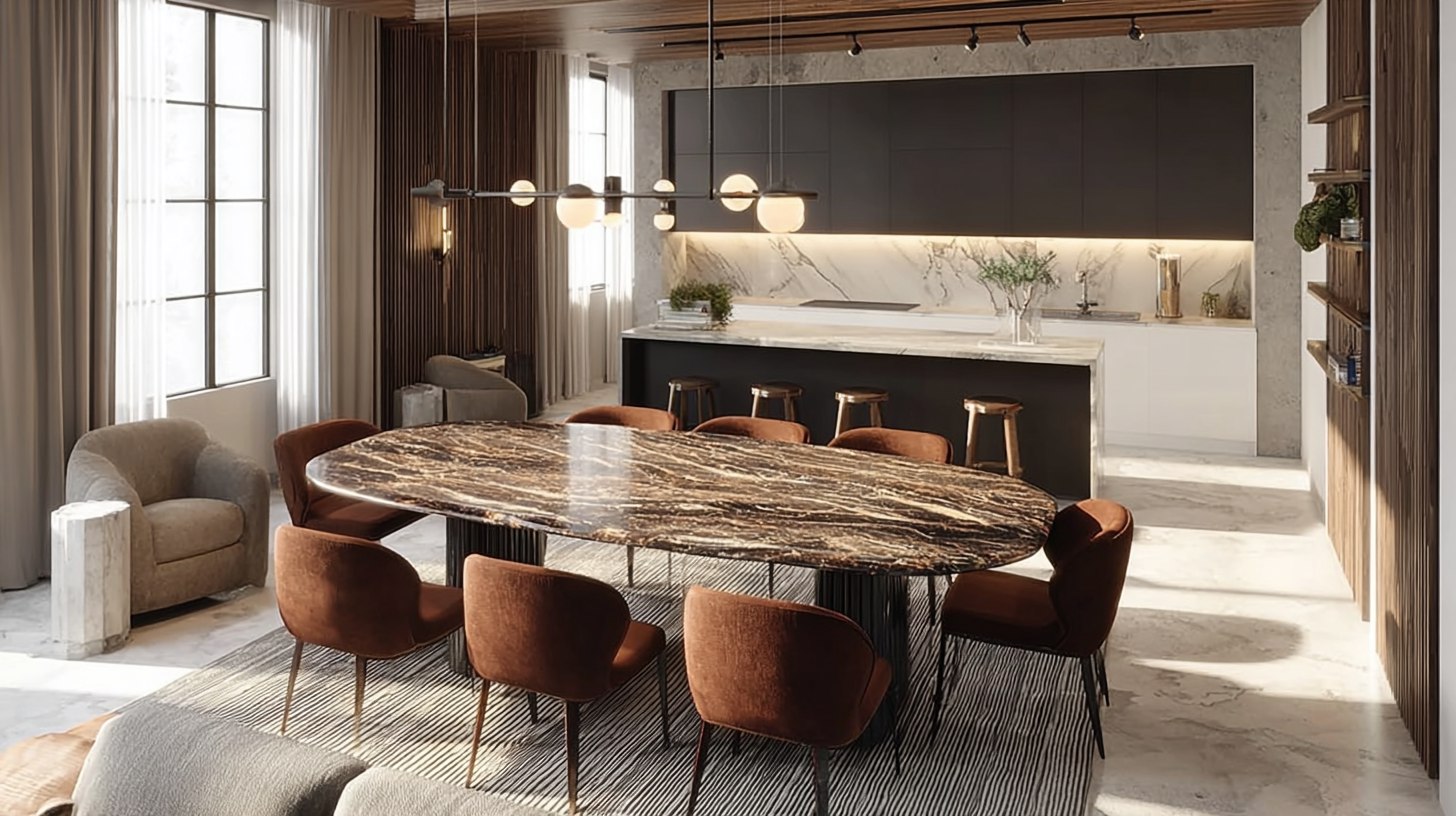 Керамический стол — акцент в интерьере кухни‑гостиной Керамический стол — акцент в интерьере кухни‑гостиной