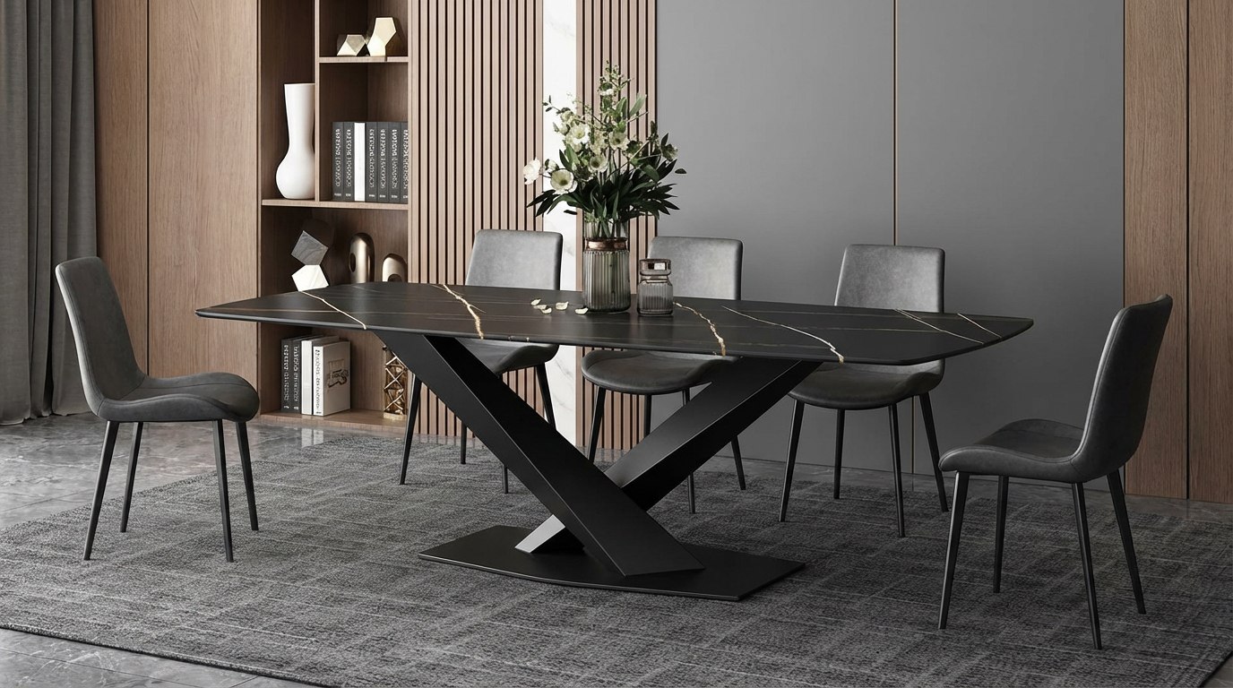 Премиальный обеденный стол Duetto со столешницей из итальянской керамики Премиальный обеденный стол Duetto со столешницей из итальянской керамики