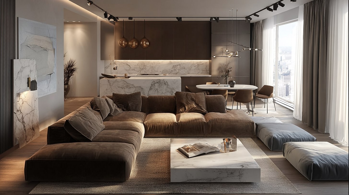 Модульный диван создаёт фокус в интерьере гостиной Модульный диван создаёт фокус в интерьере гостиной