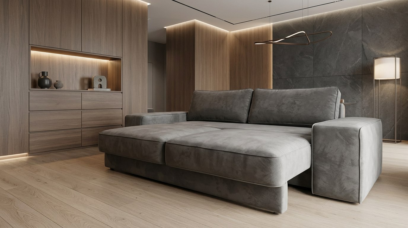 Практичный&nbsp;раскладной&nbsp;диван&nbsp;с полноценным&nbsp;спальным&nbsp;местом&nbsp;для&nbsp;двоих