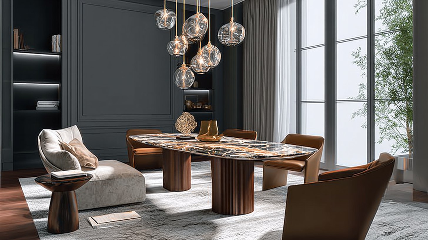 Опора из металла делает стол более строгим и современным, а из дерева — уютным