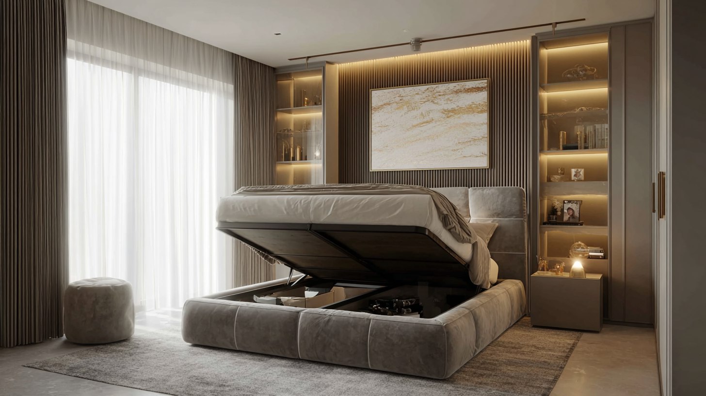 В небольшой квартире кровать с механизмом часто единственный способ не превращать спальню в склад