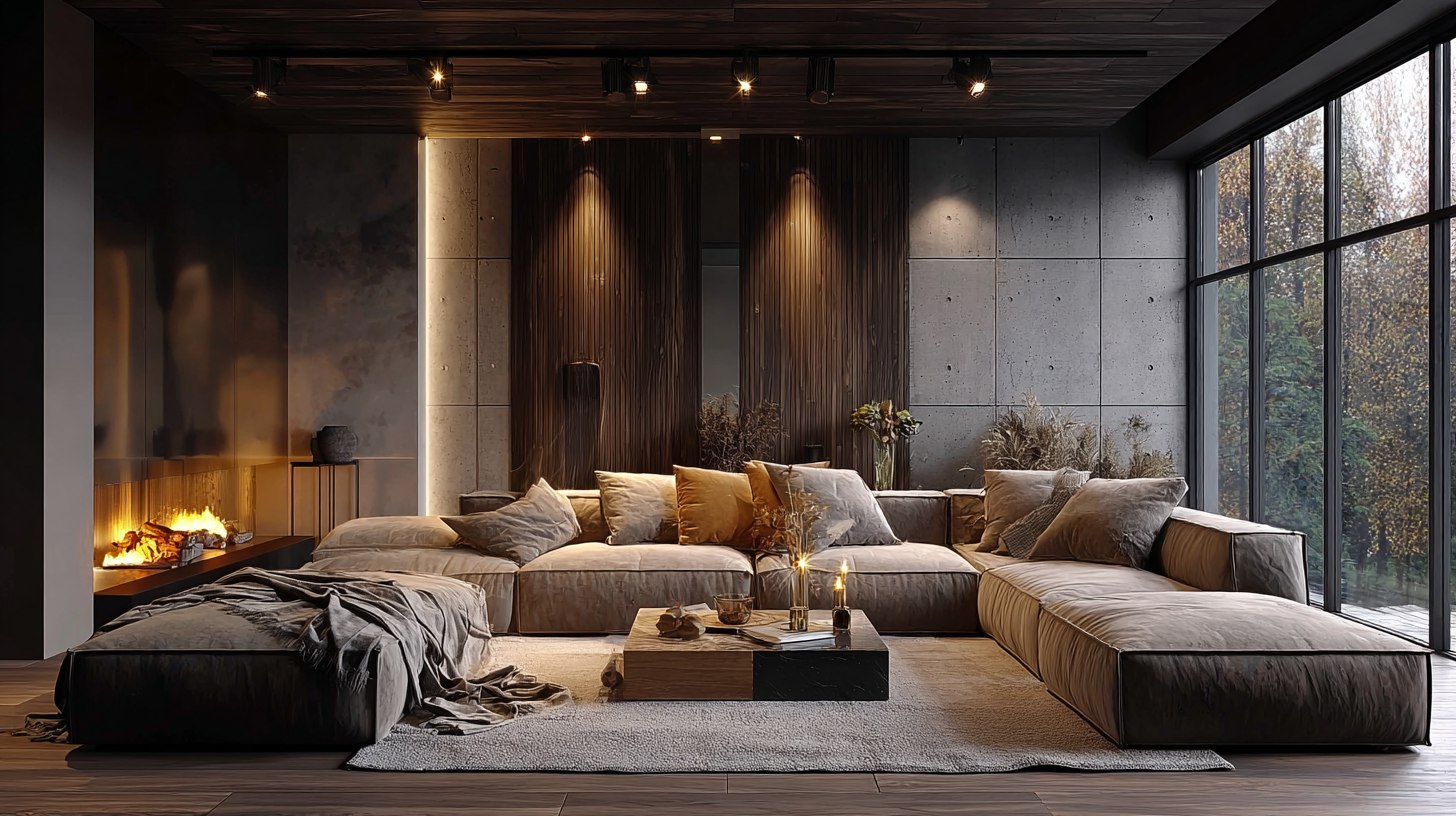 Глубокий угловой диван в гостиной