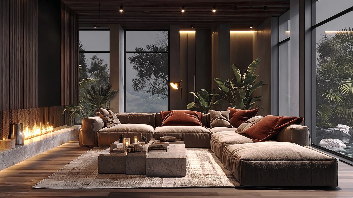 Большой угловой диван из пяти модулей