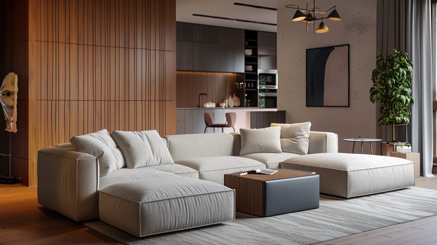 Диван&nbsp;с&nbsp;модульной&nbsp;структурой:&nbsp;5&nbsp;секций,&nbsp;собираемых&nbsp;в&nbsp;прямую&nbsp;форму