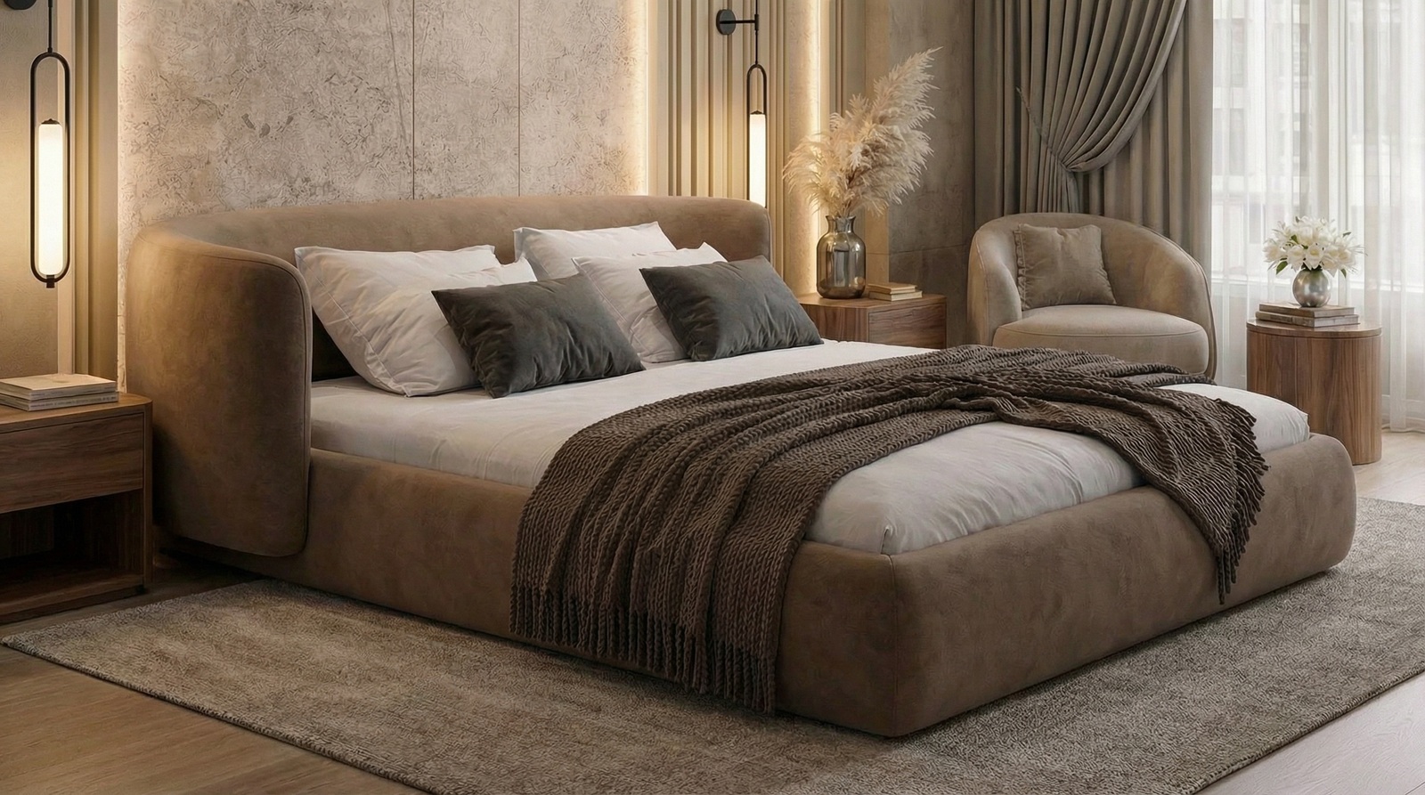 Кровать Perla с закругленным изголовьем