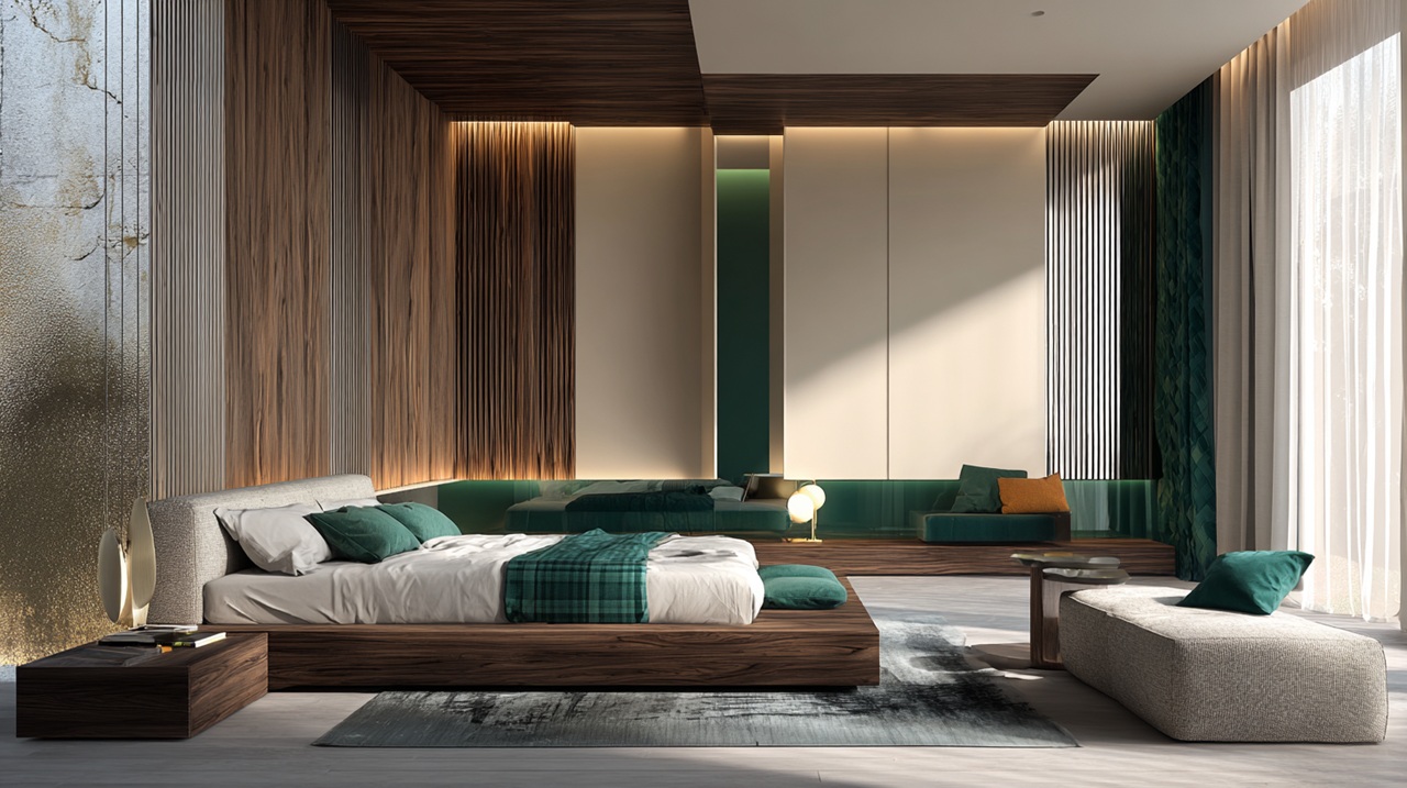 Дизайнерская кровать в современном интерьере