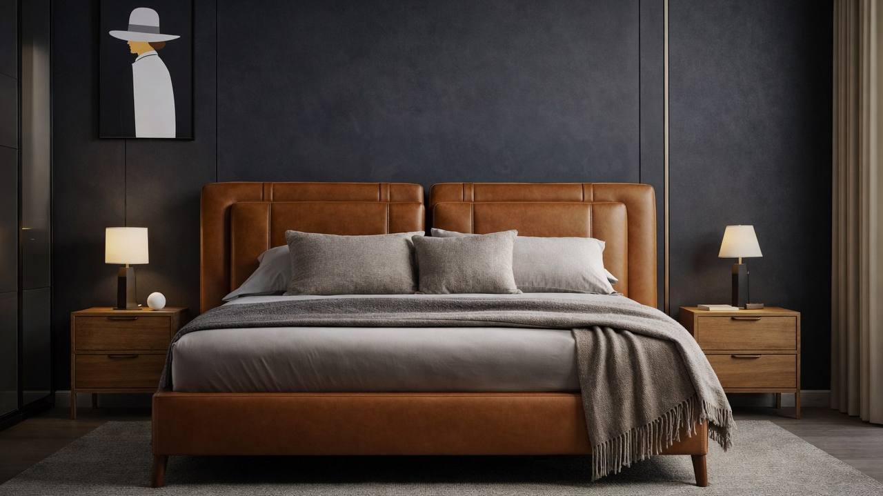 Кожаная&nbsp;кровать&nbsp;как&nbsp;центральный элемент&nbsp;интерьера&nbsp;спальни